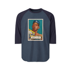 Vintage Mickey Mantle Rookie Baseball Card T-Shirt – Raglan Two Tone 3/4 Sleeves