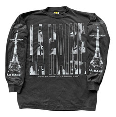La Haine Shirt Sz XL Vintage Style Long Sleeve Black Faded Single Stitch REPRINT