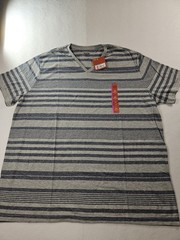 Mossimo Supply Co. Men’s Navy & Gray Striped V-Neck T-Shirt Size XXL