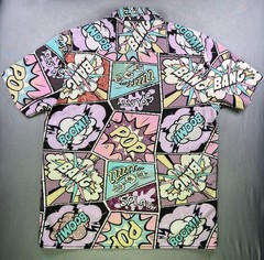 NWOT OH SNAP MENS SHIRT COMIC RHINESTONE STRETCH L MULTICOLOR – RAVE DANCE PARTY