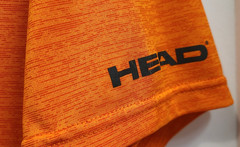 HEAD HYPERTEK Digital Print Orange V-Neck Short Sleeve Athletic T-Shirt *SMALL
