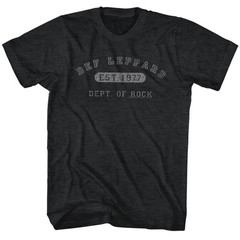Def Leppard T Shirt 1977 DEPT OF ROCK New Heavy Metal Music Black Heather