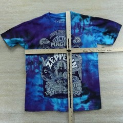 Led Zeppelin Shirt Mens Small Blue Tie Dyed Cotton Liquid Blue Page Plant