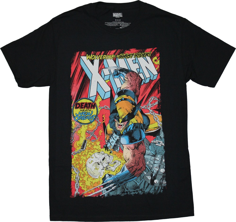 X-Men New Adult T-Shirt – Wolverine Battles Ghost Rider Cover