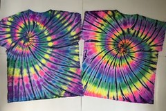 *New* 2XL – Sm Handmade Tie Dye, Rainbow Indigo Spiral, Crew or V-Neck