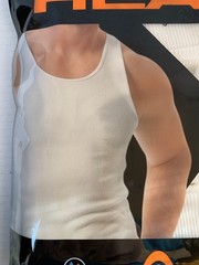 HEAD 3 PK RIBBED TANK A SHIRT MENS Cotton Athletic Fit White Size Small NEW