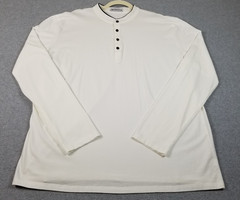 Kuyigo Henley Shirt Men’s 2XL XXL White Long Sleeves Band Collar Stretch Casual