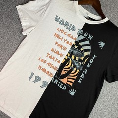 Mens Streetwear Tee | Split Design World Tour Graphic T Shirt | Large
