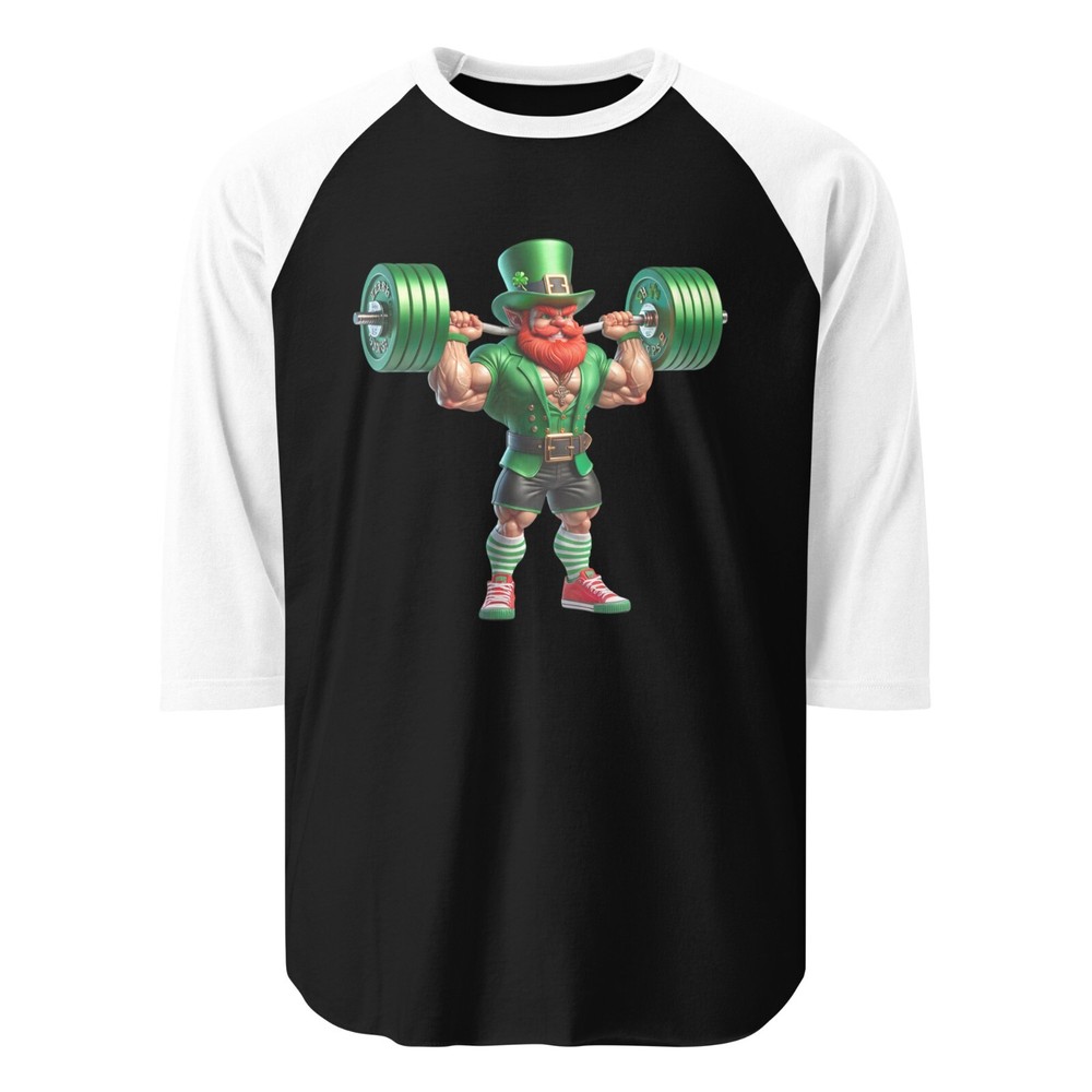 Bodybuilder Muscular Leprechaun 3/4 Sleeve Shirt St. Patrick’s Day Irish Luck