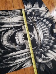 All Over Print Headdress Skull Native American Men’s Size Small Black T-Shirt