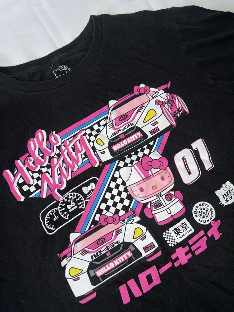 Hello Kitty Racer Tokyo Speed T-Shirt L Black Sanrio Race Car