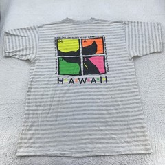 Vintage Maui Hawaii Whale Striped Shirt Mens Large Nature surf beach USA 90s Tee