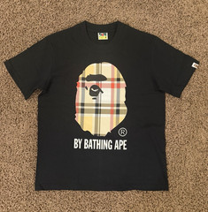 A Bathing Ape BAPE Black Ape Head Logo Graphic Crew Neck Tee Shirt M