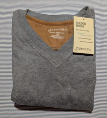St John’s Bay Sueded Jersey V-Neck Long Sleeved Shirt Medium Gray 100% Cotton