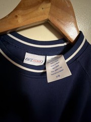 Vintage 90s Reebok Navy Blue and White Trim Mesh Performance Jersey T-Shirt