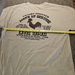 Crazy Shirts Kauai Hawaii Cranky Rooster T-shirt Tan Sz L 100% Combed Cotton EUC