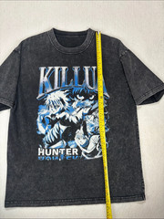 KILLUA x HUNTER x HUNTER T-Shirt Graphic Tee Black Grey Acid Wash VTG look XL?