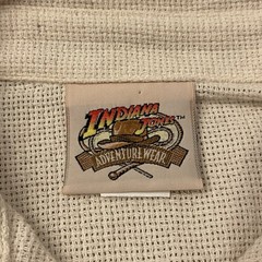 VTG 90s Indiana Jones Adventure Wear Creme / Tan Waffle Knit Cotton Made In USA