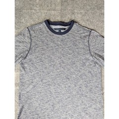 Tommy Hilfiger Mens Navy White Marled Knit Long Sleeve Crewneck Pullover Top