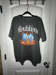 Sublime Flaming Heart Washed Oversized Graphic T-Shirt