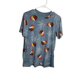 Free Planet Shirt Men’s Small Blue Coconut Vacation Resort Short Sleeve Casual