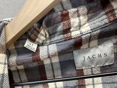 Jachs Mens Beige Plaid Shirt Collared Button Down Long Sleeve Size Large