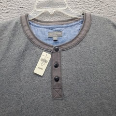 L.L. Bean Signature Shirt Men XXL Gray Heather Slim Fit Short Sleeve Henley Neck