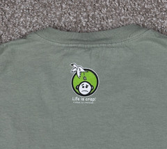 Life Is Crap Shirt Size Men Large Green Short Sleeve Hiking Outdoor Funny Parody