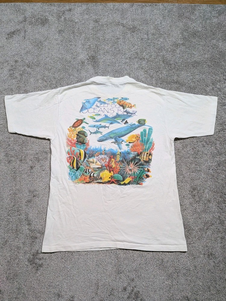Vintage Nature Aquatic Shirt “Keep Our Oceans Blue” Size Large Single Stitch