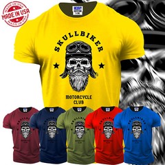 Skull Bikers Motorcycle Club Funny Men’s Short Sleeve T Shirt USA New Gift Tee