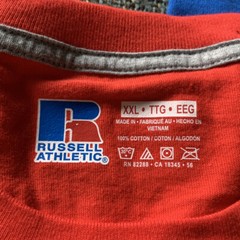 NWOT 2 Russell Athletic T Shirts Men’s Size XXL 2XL Blue & Red Classic Logo A6