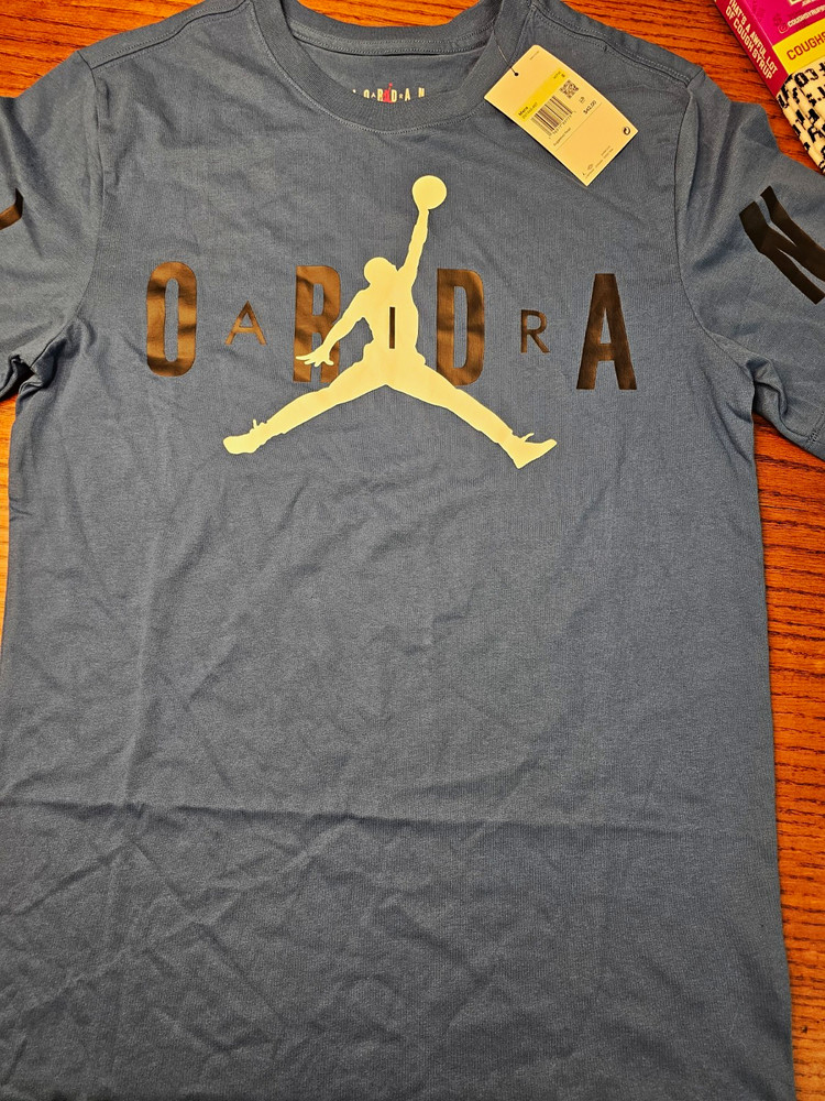 Jordan Graphic Print Jumpman Logo Crew Neck Short Sleeve Tee Mens Blue S
