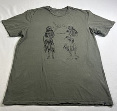 Rip Curl T Shirt Mens L Green Short Sleeve Standard Fit Skeleton Hula Girls Tee