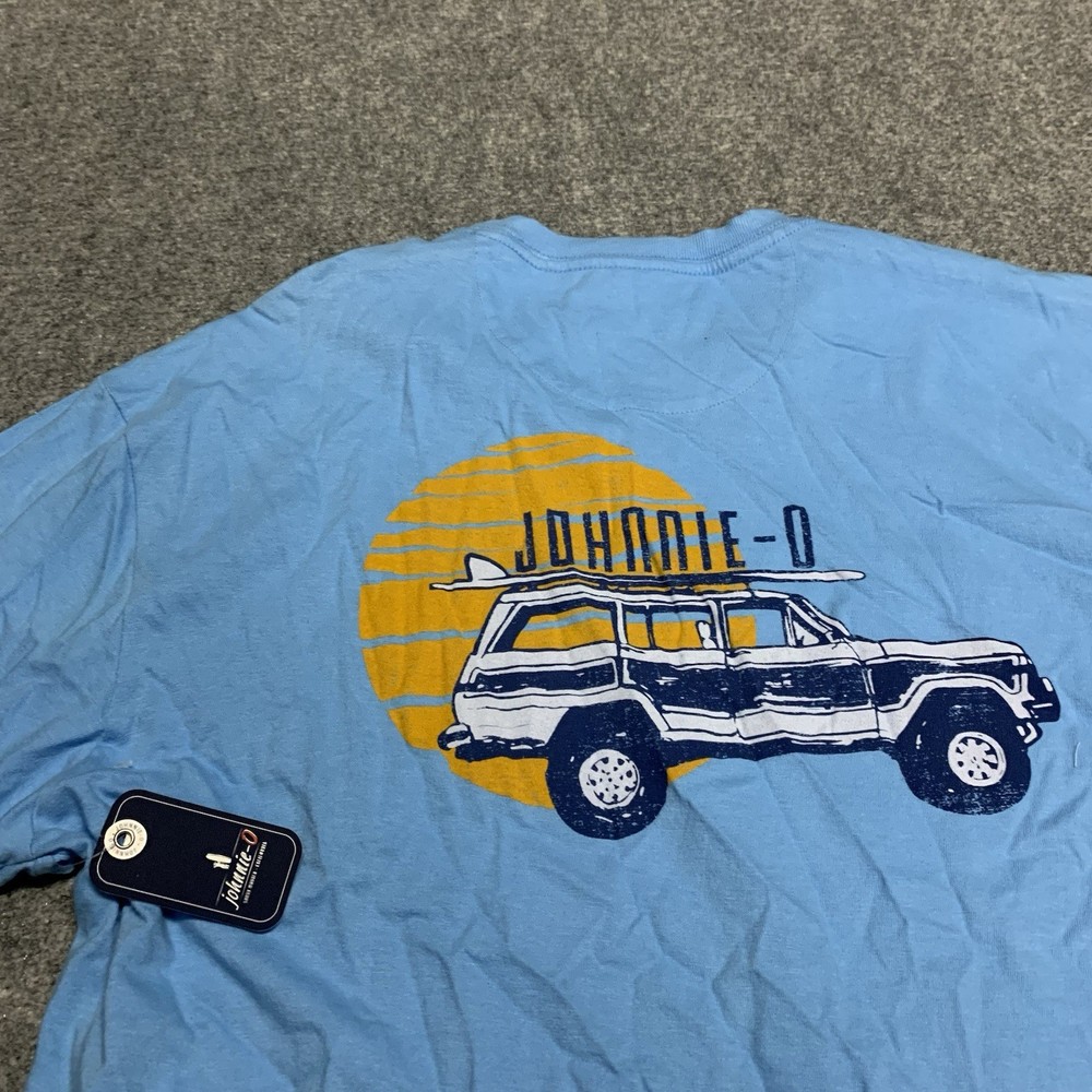 Johnnie-O Surf Wagon Short Sleeve Crew T-Shirt Mens Size Medium Malibu Blue NWT