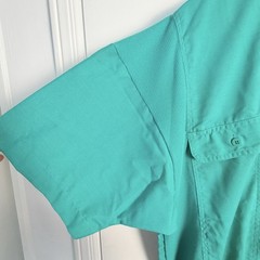 VTG Members Only L Shirt Teal Green Quarter Button Ribbed Hem Pockets NEW