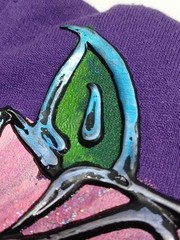 Vtg 3D Hand painted Floral Roses Purple T Shirt One Size