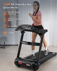 Sporty&Fit 4.0 HP Folding Treadmills [0.6-8.7 MPH] [Max 400LBS] T4203 – Black