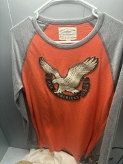 Y2K American Eagle Shirt Men’s Size Medium Embroidered Logo Graphic Distressed