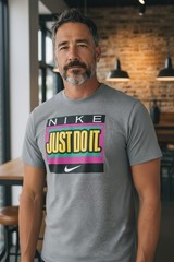 Nike Mens ‘Just Do It’ Big Logo Graphic Tee, Gray, Size: X-Large