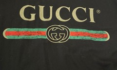 GUCCI Classic Logo black Cotton T Shirt Unisex Size Large