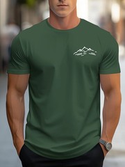 Men Summer 100% Cotton Mountain Pattern Casual Loose Plus Size T-Shirt