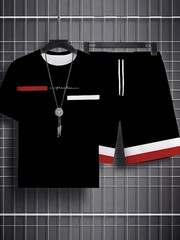 Men’S 2Pcss Summer Outfit, Shorts Set, Short Sleeve T-Shirt And Shorts, 2Pcss Su