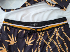 NWT Black Gold Chain Pot Weed Leaf T-Shirt & Drawstring Shorts Set Men’s Large