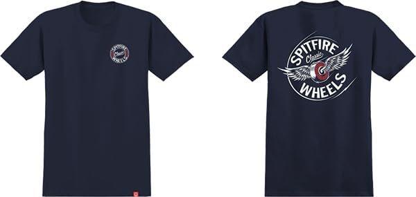 Spitfire Flying Classic T-Shirt – Size: Small Navy/White/Red