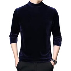 Mens Velvet Half Turtleneck Pullover Long Sleeve Jumper Blouse Tops Warm T-Shirt