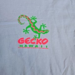 Gecko Hawaii Neon Color Size Large Single Stitch White Destination Short Sleeve