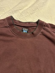 KUHL Shirt Mens Large Burgundy Red Gray Long Sleeve Organic Cotton Crewneck Tee