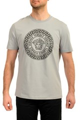 Versace Men’s Gray Logo Print Crewneck Short Sleeve T-Shirt US 2XL IT 56