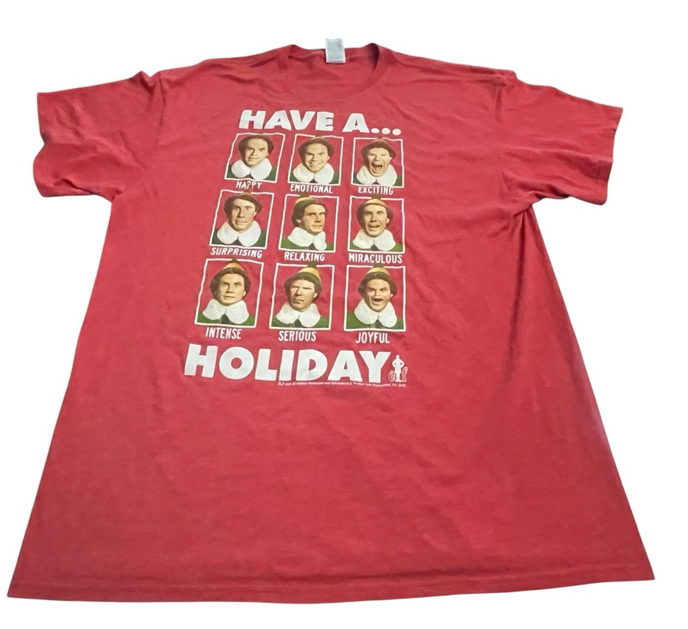 Funny Will Ferrell Elf “Have A…Holiday” T-Shirt Red Sz XL Christmas