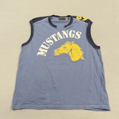 No Boundaries Shirt Mens XL Blue Mustangs Horse Graphic Sleeveless y2k skater